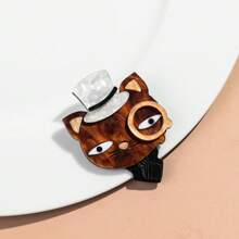 1pc Fashionable Acrylic Patchwork Cute Cat Wearing Hat & Glasses Animal Brooch, Suitable For Women Daily Wear And Gift - Colorful - View 15