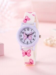 Fashionable New Shell Cartoon Print Butterfly Design Kids/Teens Learning Watch - one-size - View 8