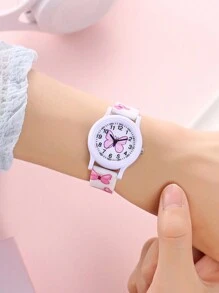 Fashionable New Shell Cartoon Print Butterfly Design Kids/Teens Learning Watch - one-size - View 11