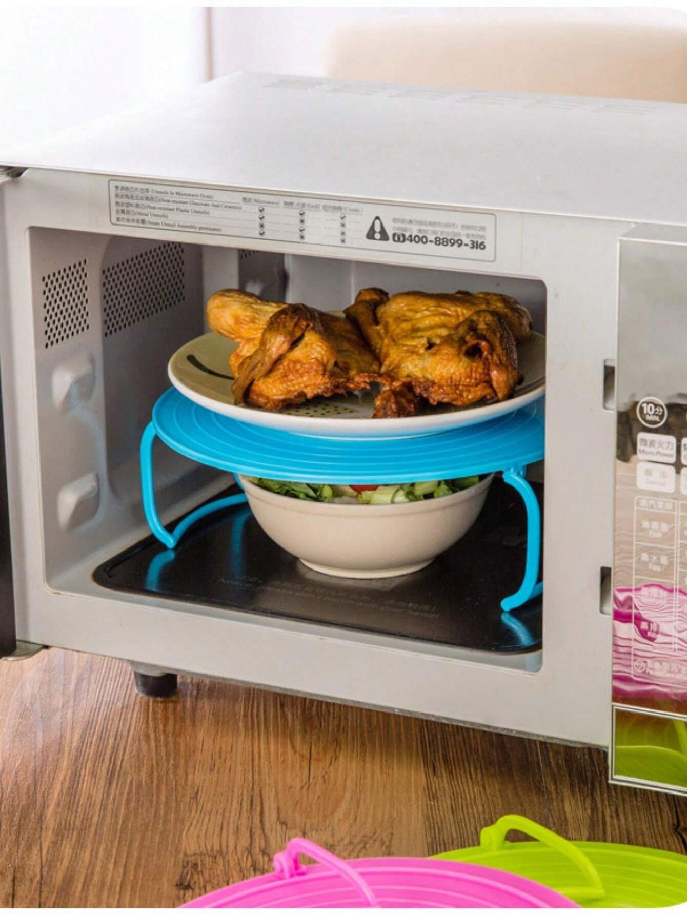 1pc Multifunctional Microwave Oven Legs Foldable Heating Layered Steam