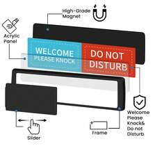 STLEKAN Do Not Disturb Welcome Please Knock Sign, Privacy Sign For Home Office Hotles Hospital Conference Room, Slider Door Sign - Multicolor - View 2