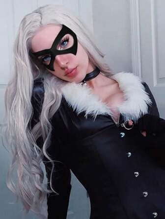 2 件万圣节 PU 皮革女士猫面具，化妆舞会面具黑色蝙蝠眼面具适用于万圣节狂欢派对角色扮演服装超级英雄面具