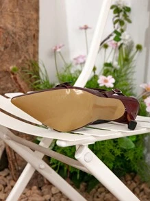 New Closed Toe High Heel Sandals With Ankle Strap, Spring/Summer Valentines, Elegant, Party,Stiletto Heels - Redwood - View 2