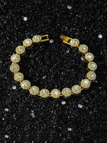 1 件男士圆形水钻拼接链项链/手链，嘻哈风格圆形水钻项链时尚多种尺寸可选 - 圓形 - 查看 23