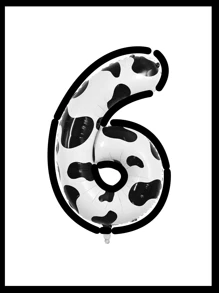 10pcs/Set 40inch (Approx. 101cm) Huge 0-9 Number Cartoon Balloons, Cartoon Balloons, Black & White Balloons, Aluminum Foil Polyester Balloons, White/Pink/Light Blue/Caramel/Cream/Cow Print Foil Balloons, For Birthday Party Decorative Balloon Props - Multicolor - View 33