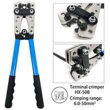 6-50mm² Electric Wire Cable Lug Crimp Tool Terminal Crimper Plier Crimping - Blue - View 1