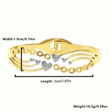 1 chiếc vòng tay rỗng bằng thép titan mạ vàng hồng 18K hình trái tim đính đá Rhinestone, vòng tay hình bầu dục đẹp thời trang, món quà tuyệt vời nhất cho bạn gái/em gái, sinh nhật/giáng sinh - Món quà ngày lễ đẹp nhất - Xem 7