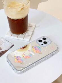 1 件星空星球图案穿孔透明镜面手机壳适用于 iPhone - 彩色 - 查看 2