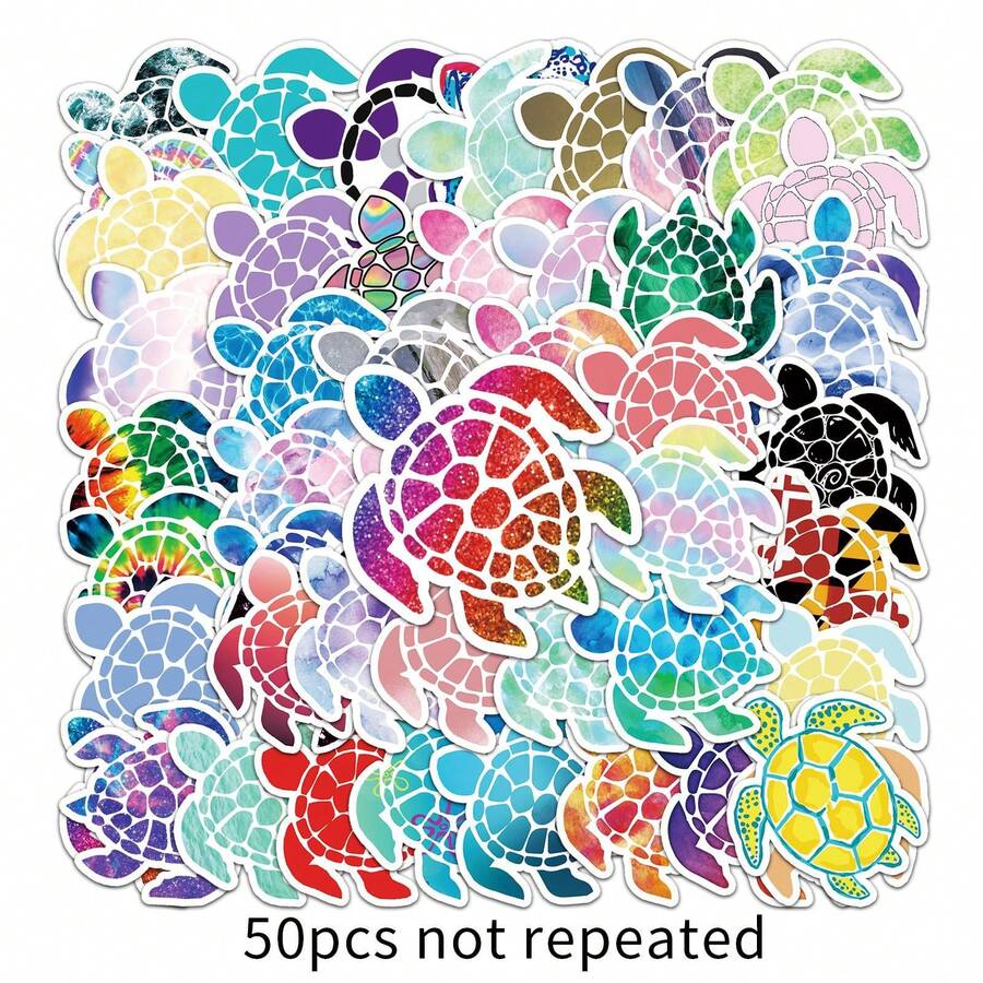 50 miếng dán Graffiti hình động vật rùa biển dễ thương, thích hợp cho hành lý, ván trượt, máy tính bảng, đồ trang trí hoạt hình trên ô tô - Gỗ đỏ - Xem 1