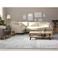 Stunning  Boho Washable Area Rug. Non-Slip And Easy To Care For. Modern Neutral Graphic Carpet Perfect For Living Room And Bedroom. Ideal For Apartment Decor. Affordable Indoor Rug For Large Areas. A Must-Have For Home Decor Lovers. - Hải quân - Xem 10