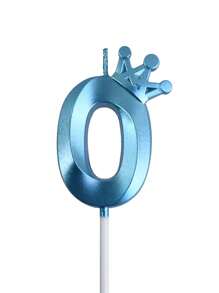 1pc Blue Crown Birthday Candle Rhinestone Opera Style Number Candle Suitable For Ages 0-9 Birthday Cake Decoration & Gift,Christmas - Blue - View 21