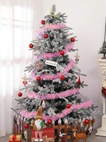 78.7 英寸/200 厘米圣诞粉色金属丝花环圣诞金属丝扭曲花环闪光圣诞树悬挂花环装饰适用于楼梯栏杆楼梯扶手室内室外装饰 - 粉色 - 查看 2