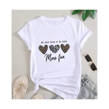 T-Shirt Shirt Blouse Women 100% Cotton With 3 Hearts Print More Fun Fashion Fashion - 白色 - 查看 1