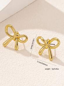 1 Pair Geometric Elegant Simple Bow Stud Earrings, Suitable For All Seasons Valentines - Bow Earrings - View 4
