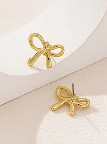 1 Pair Geometric Elegant Simple Bow Stud Earrings, Suitable For All Seasons Valentines - Bow Earrings - View 2