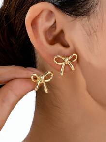 1 Pair Geometric Elegant Simple Bow Stud Earrings, Suitable For All Seasons Valentines - Bow Earrings - View 1