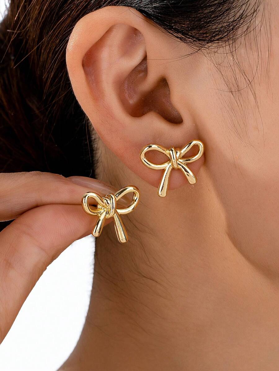 1 Pair Geometric Elegant Simple Bow Stud Earrings, Suitable For All Seasons Valentines - Bow Earrings - View 1