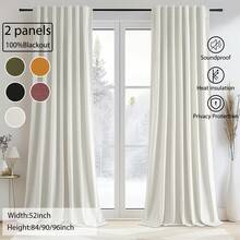 2 Panels Cream OliveGreen Velvet Curtains 100% Blackout Curtains For Living Room, Ring Clips/Back Tab/Track System/Hook Belt Thermal Insulated Noise Reducing Panels Soft Luxury Window Christmas Decor For Bedroom - 50*96 - Xem 1