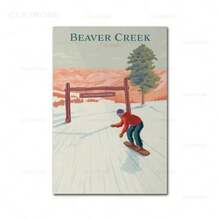 1PC 圣安东基茨比厄尔阿沃里亚兹滑雪胜地海报滑雪法国阿尔卑斯山单板滑雪帆布画复古墙壁艺术印刷画无框 - 彩色 - 查看 17