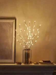 1 árbol de abedul decorativo con luz de 20 LED a batería, para interior, bodas, fiestas, decoración del hogar y feriados, con ramas artificiales simuladas - Blanco - Ver 6