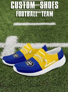 Men's Custom Logo Custom Name Loafers, Los Angeles Football Designed Lightweight Comfortable London Sole Canvas Shoes For Spring, Summer, Autumn And Winter, Slouchy Loafers, Personalized Fun Unique Gift For Mom/Dad/Her/Him/Girlfriend/Boyfriend/Wife/Husband/Friend