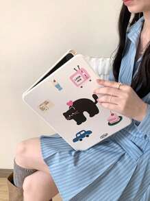 1pc Cute Cartoon Cat Cake Letter Double-Sided Colorful Acrylic Transparent Crystal Clear Protective Case With Pen Slot, Compatible With Huawei IPad Mini, 360 Degree Rotatable, Sleep/Wake Function