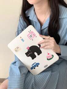 1pc Cute Cartoon Cat Cake Letter Double-Sided Colorful Acrylic Transparent Crystal Clear Protective Case With Pen Slot, Compatible With Huawei IPad Mini, 360 Degree Rotatable, Sleep/Wake Function
