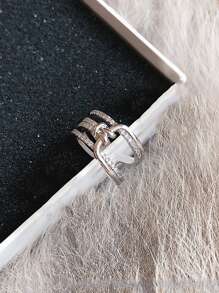1pc Minimalist Fashion Micro-Inlaid Zirconia Ring - Silver - View 4