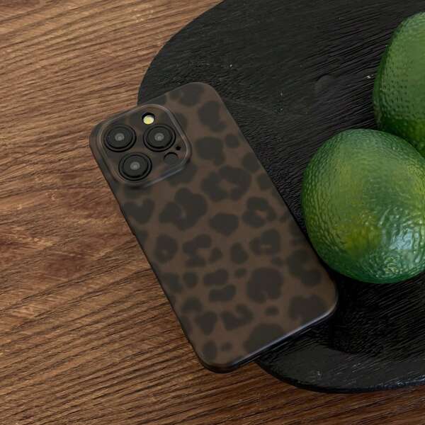 Minimalist Matte Ombre Brown-Green Amber Leopard Print Phone Case Compatible With IPhone 17 Pro Max/IPhone 17 Air X/IPhone 16 Pro Max/15 Pro Max/14 Pro Max/13 Pro/12/11