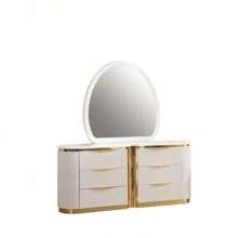 Gold Detailed 6-Drawer Dresser Made With Wood In White - White - View 3