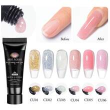 MEET ACROSS 1/6 Bộ dụng cụ nối móng bằng gel poly lấp lánh - 6 màu, 20ml Gel làm móng nhanh, lâu trôi và dễ sử dụng cho móng tay, Gel làm móng nhanh, hoàn hảo cho người mới bắt đầu, Nghệ thuật làm móng tay DIY tại tiệm làm móng tại nhà Quà tặng cho phụ nữ - Nhiều màu - Xem 2