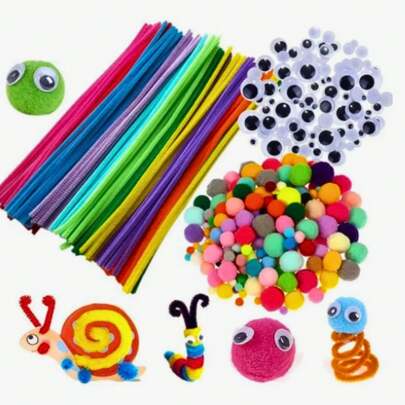 Kit Montessori Limpador De Cachimbo + Pompons + Olhinhos