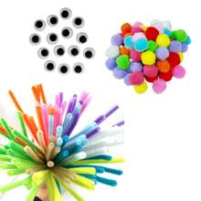 Kit Montessori Limpador De Cachimbo + Pompons + Olhinhos - Multicolorido - Visão 3