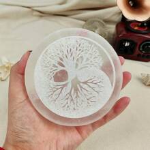 1PC 10CM Natural Crystal Selenite Slice Slab Sun Moon White Gypsum Charging Plate Cleansing Tree Of Life Energy Stone Meditation Divination Fengshui