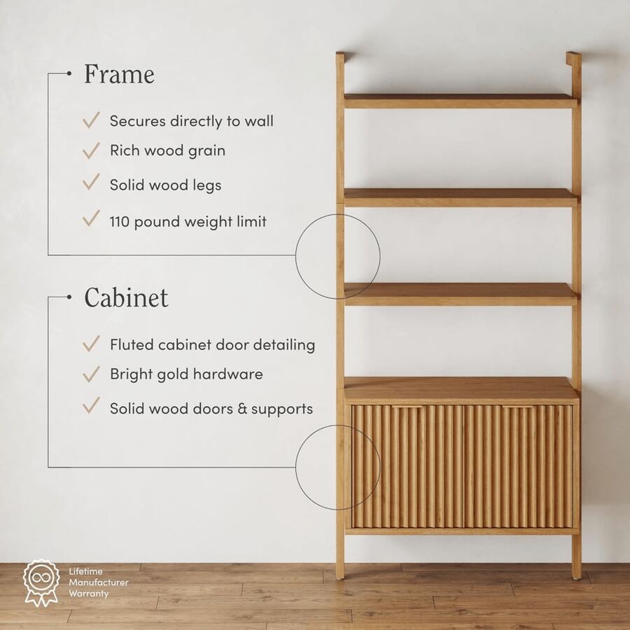 3Shelf Solid Wood Bookshelf, Wall Mounted Bookshelf With With