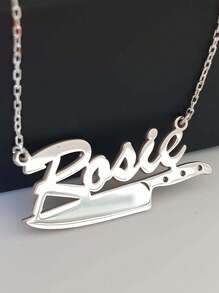 Customized Knife Shaped English Letter Name Pendant Necklace - Adjustable Chain, Personalized Jewelry Decor, Great Gift Idea For Chefs