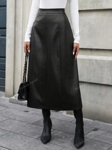Mobula Sound Elegant Women's Pleated PU Leather Maxi Skirt, Fashionable And Versatile For Spring/Summer
