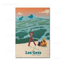 1PC 圣安东基茨比厄尔阿沃里亚兹滑雪胜地海报滑雪法国阿尔卑斯山单板滑雪帆布画复古墙壁艺术印刷画无框 - 彩色 - 查看 14