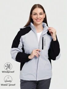 Speed mate Graphene Down Jacket With Contrast Color Blocking And Hoodie, Winter - Grey - View 1