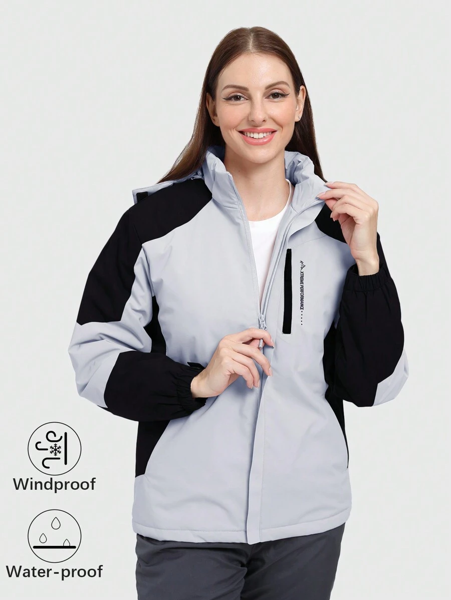 Speed mate Graphene Down Jacket With Contrast Color Blocking And Hoodie, Winter - Grey - View 1