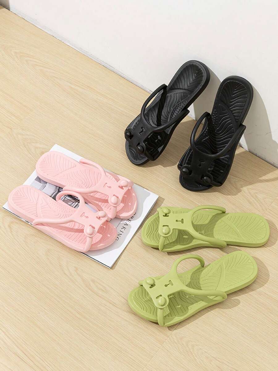 1 双便携式折叠拖鞋，男女通用沙滩凉鞋，适合户外旅行，防水防滑休闲情侣拖鞋，轻便舒适，时尚沙滩 EVA 平底鞋