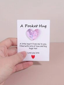 1pc Creative Valentine's Day Element Greeting Card, Heart-Shaped Hug Poetry Card With Two Color Combinations - Heart-Shaped Decoration Hairpins, Refrigerator Magnets, Mobile Phone Pendants Decoration, Etc., A Unique Home Decoration Desktop Must-Have - Multicolor - View 11