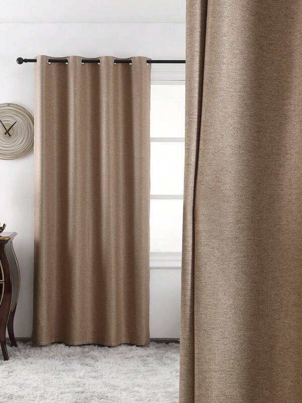 1pc Coffee Solid Colored Blackout Curtains Insulation Can Darken A Room ,Curtains For Living Room ,Curtains For Bedroom , Home Blackout Curtains Kitchen&Room Decor Curtain With Grommet For Daily Life And All Season