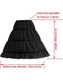 1件装女士单层花边可调节三钢圈衬裙，适合花童、舞台表演、公主洛丽塔连衣裙、秋季女装、情人节配饰 - 三圈襯裙 - 查看 8