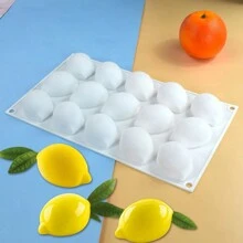 1pc 3D 15 Grid Lemon Mousse Mold, Home Kitchen Fruit Baking Mold, DIY Chocolate, Sandwich, Soap, Candle Silicone Mold 15 With Apple, 12 With Banana Mold