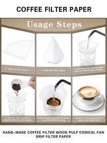 50/100pcs Coffee Filter, Conical Natural Paper Filter, Disposable Filter, Suitable For Pouring And Drip Coffee Machines - Multicolor - View 5