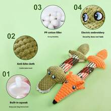 1 件宠物发声毛绒玩具狗咀嚼绳结玩具磨牙清洁互动狗玩具用品缓解无聊 - 彩色 - 查看 3