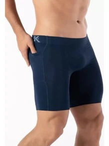 Men's Thermal Shorts With Pocket Gym Training Running Keeper - 藏蓝色 - 查看 3