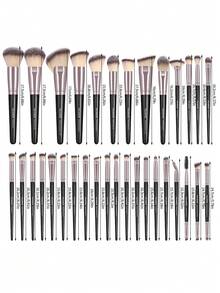 MAANGE 33pcs Professional Makeup Brush Set With Storage Bag,Blush Brush Foundation Brush Loose Powder Brush Eyeshadow Brush Contour Brush Concealer Brush Eyebrow Brush Eyeliner Brush Highlighter Brush Contour Brush Lip Brush Makeup Tools With Soft Brush Hair And Skin Friendly For Easy Carrying,Brush For Travel And School,Gift For Women&Girls - 黑色 - 查看 3