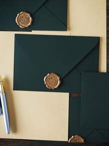 16pcs Set, 4pcs Envelopes & 10pcs High-Quality Stationery Papers & 4pcs Wax Seal Stamps, Romantic Snowflake Envelope & Letter Paper Set, Suitable For School, Wedding Cards, Invitations, Love Letters, Cards, Envelopes, Wax Seals, Party Decorations,School Supplies,Back To School - Multicolor - View 2